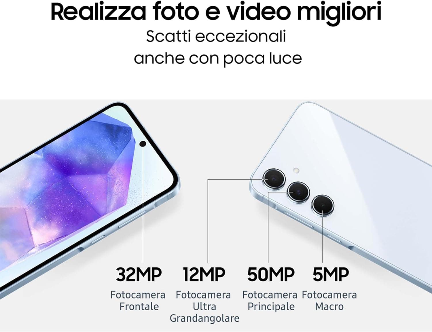 Samsung Galaxy A55 5G 8Gb Ram 128Gb Dual Sim Awesome Navy + Cover Clear Case Omaggio - 10