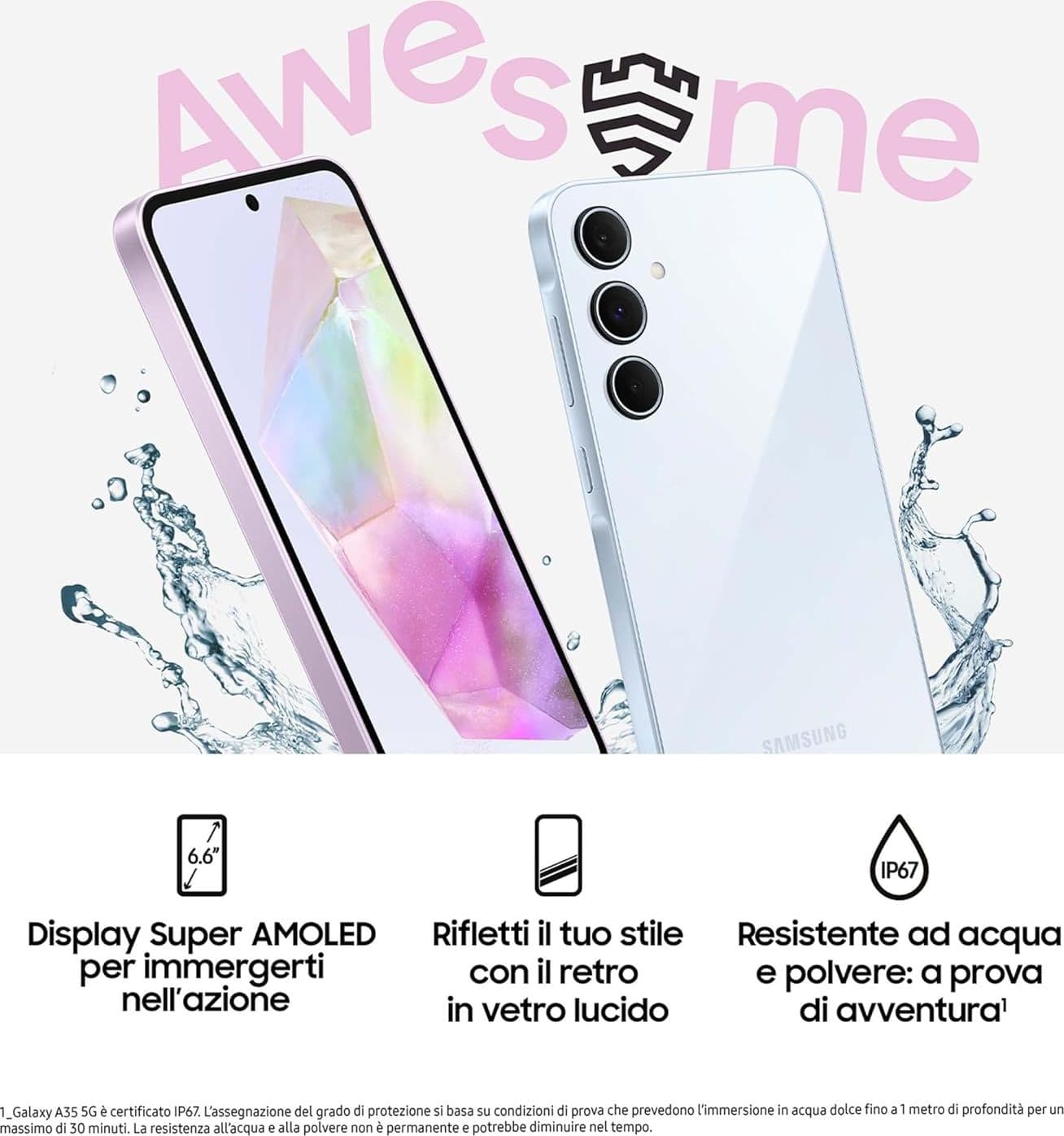 Samsung Galaxy A35 5G 8Gb Ram 256Gb Dual Sim Awesome Lilac + Cover Clear Case Omaggio Usato - 4