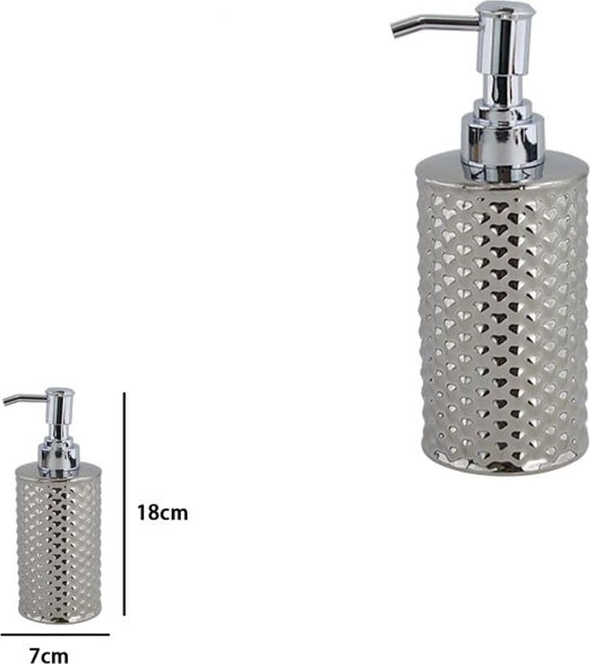 DISPENSER SAPONE LIQUIDO ACCESSORIO BAGNO SILVER CON EFFETTO CUORICINI ARREDO 87817 - 2