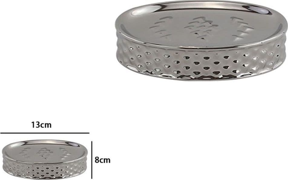 PIATTINO PORTA SAPONE SAPONETTA ACCESSORIO BAGNO SILVER CON EFFETTO CUORICINI 87819 - 2