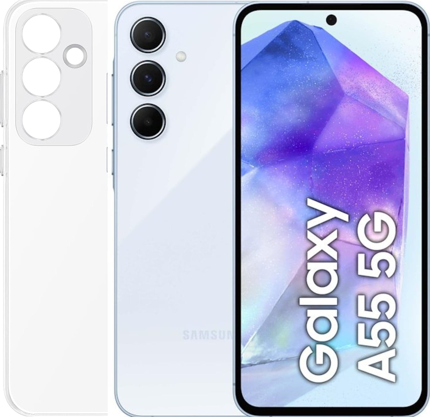 Samsung Galaxy A55 5G 8Gb Ram 128Gb Dual Sim Awesome Iceblu + Cover Clear Case Omaggio Usato - 2