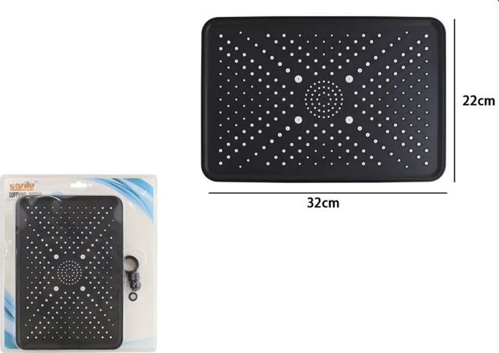 SOFFIONE DOCCIA RETTANGOLARE UGELLI FORI BAGNO MISCELATORE NERO 32X22CM IN ABS 87536 - 2