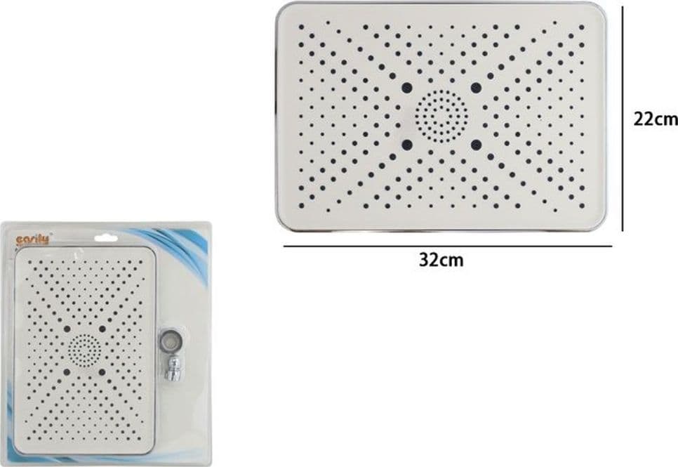 SOFFIONE DOCCIA BAGNO RETTANGOLARE UGELLI FORI MISCELATORE 32X22CM ABS CROMATO 87538 - 2