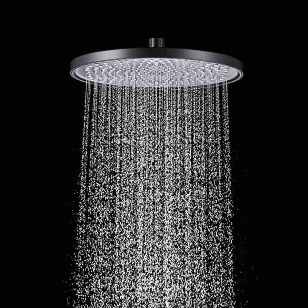 SOFFIONE DOCCIA TONDO NERO 22.5CM IN ABS BAGNO MISCELATORE FILTRO ANTICALCARE 87131 - 4