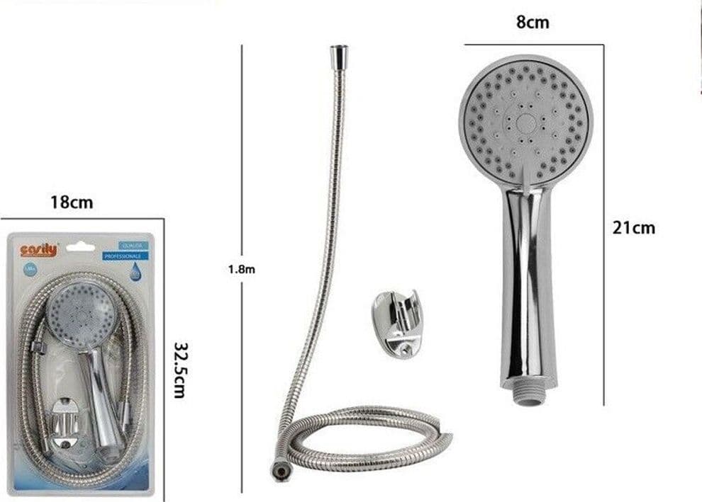 KIT DOCCETTA DOCCINO MULTIGETTO SOFFIONE DOCCIA BAGNO CON LACCIO 1,8MT STAFFA 69328 - 2