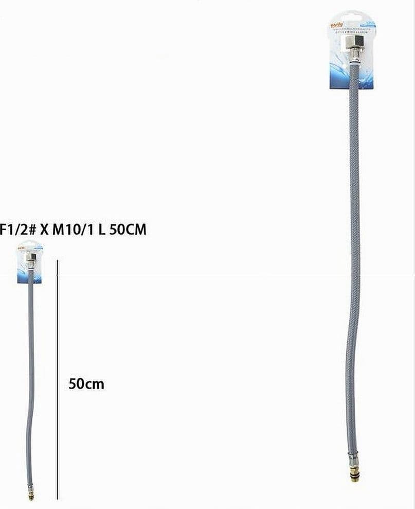 TUBO FLESSIBILE FLESSIBILI RUBINETTO MISCELATORE ACQUA 50 CM F1/2 X M10/1 87373 - 2