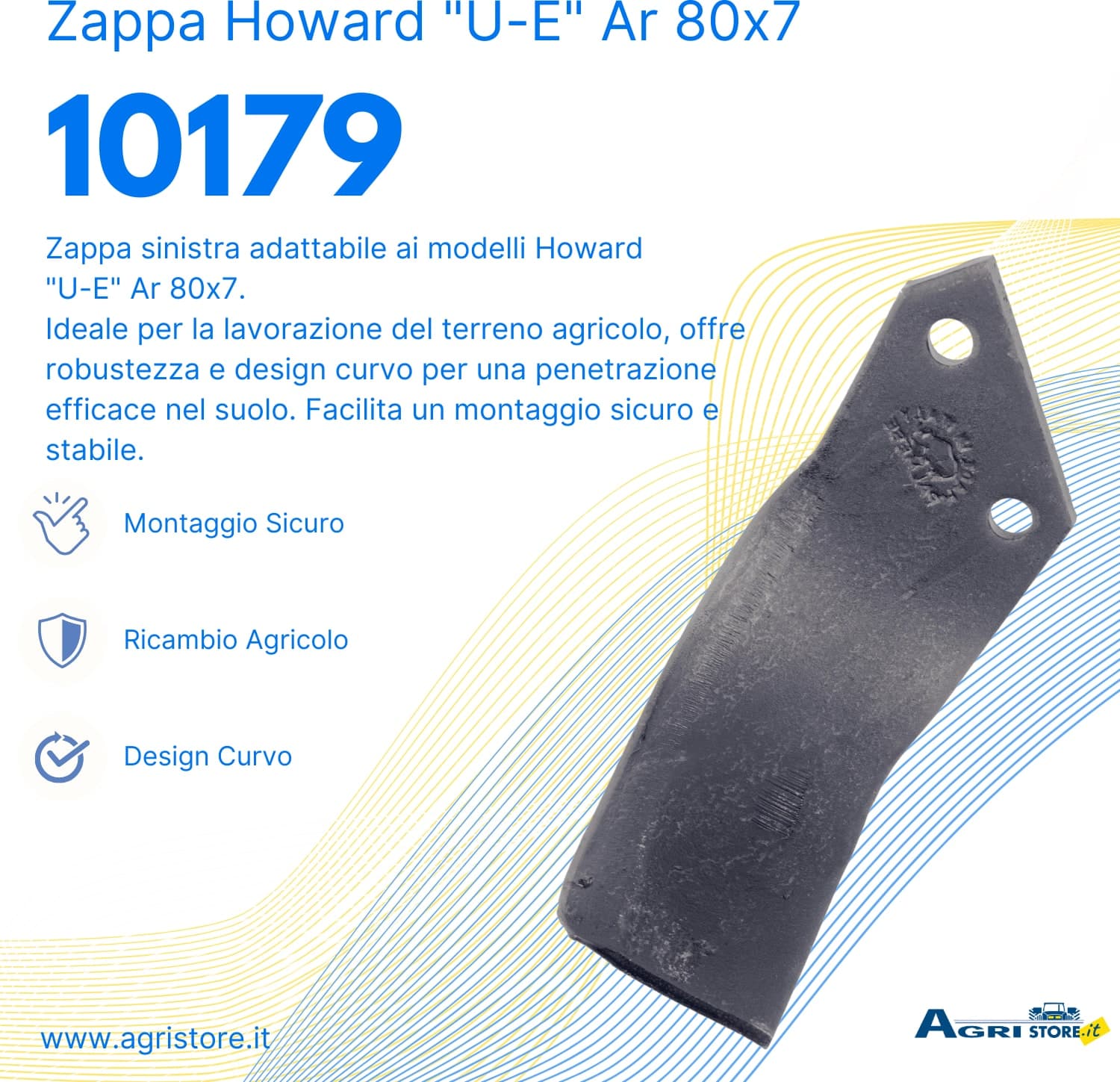 Zappa sx adattabile Howard "u-e" Ar 80x7,foro 12,5 confezione da 10 pezzi - 6