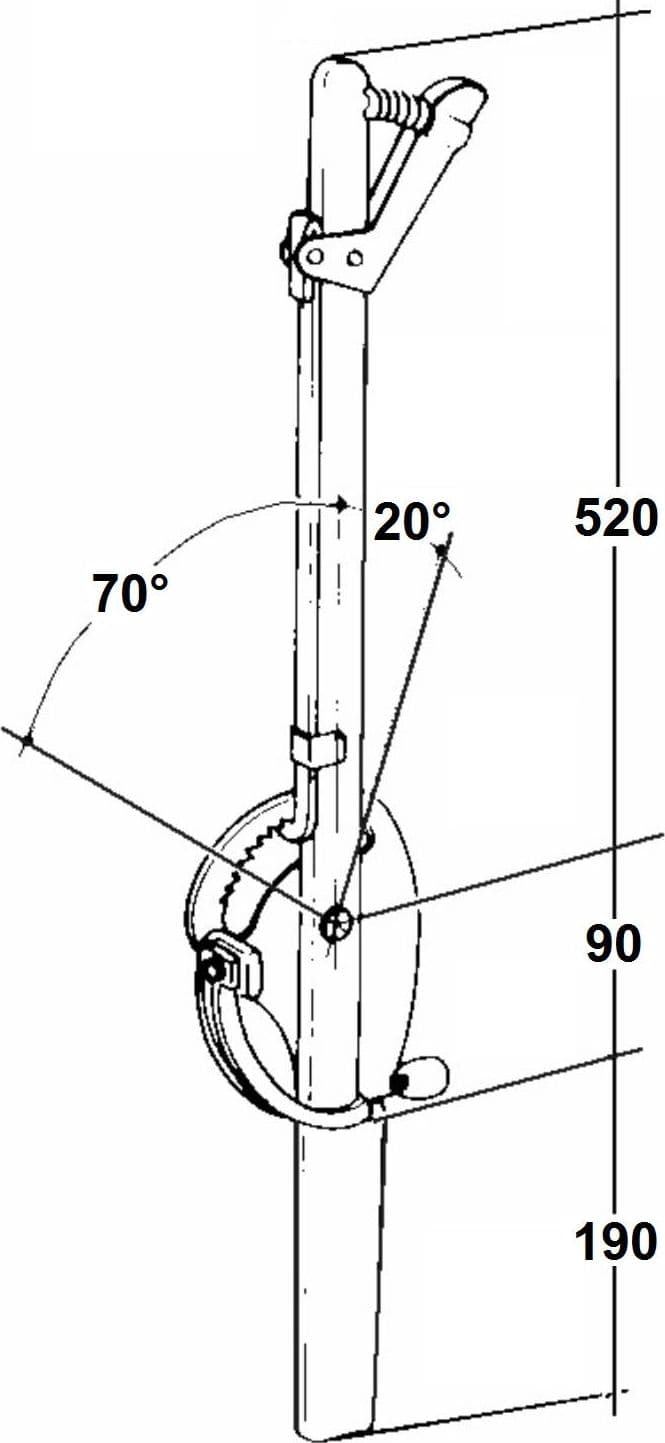 Leva freno a mano per rimorchi con interasse 520mm - 2