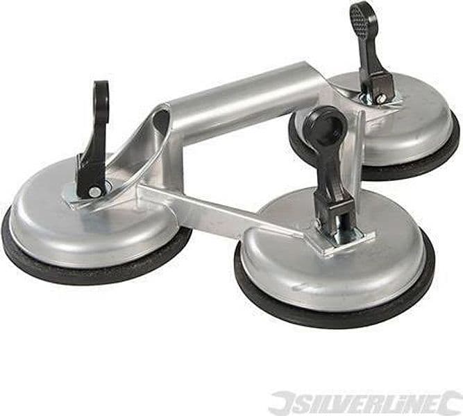 Ventosa tripla in alluminio diametro 120 mm per il trasporto di vetri Silverline