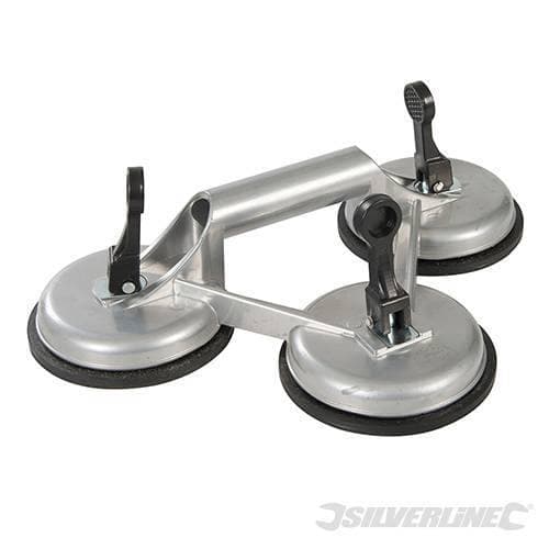 Ventosa tripla in alluminio diametro 120 mm per il trasporto di vetri Silverline