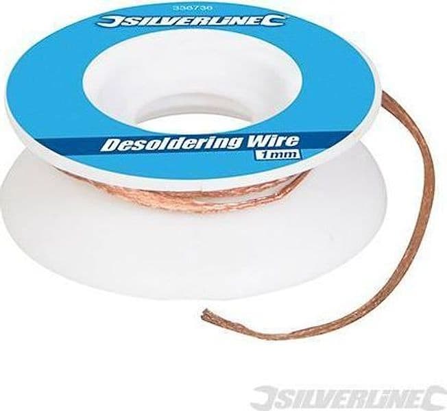 Treccia di rame, filo, dissaldare, rimozione giunti saldati 1 - 2mm Silverline Silverline