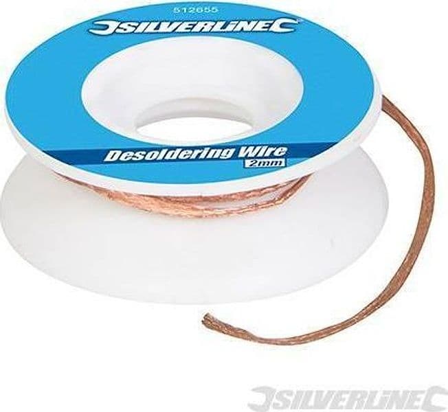 Treccia di rame, filo, dissaldare, rimozione giunti saldati 1 - 2mm Silverline Silverline
