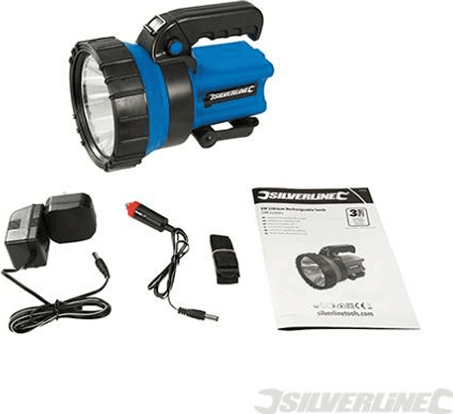 Torcia litio ricaricabile da 5W alta intensità 200 lumen maniglia è regolabile silverline