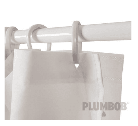 Tenda per doccia in poliestere bianco con rivestimento in PVC con 12 occhielli