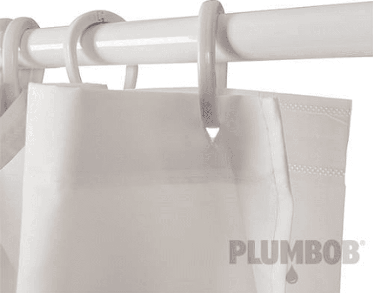 Tenda per doccia in poliestere bianco con rivestimento in PVC con 12 occhielli Plumbob