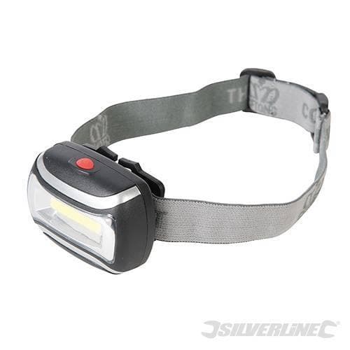 Torcia luminosa da testa COB LED cinturino regolabile Silverline