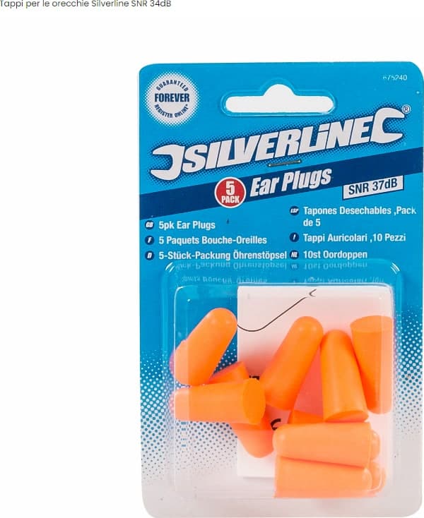 Tappi per udito antirumore protettivi 5 o 200 pezzi Silverline Silverline