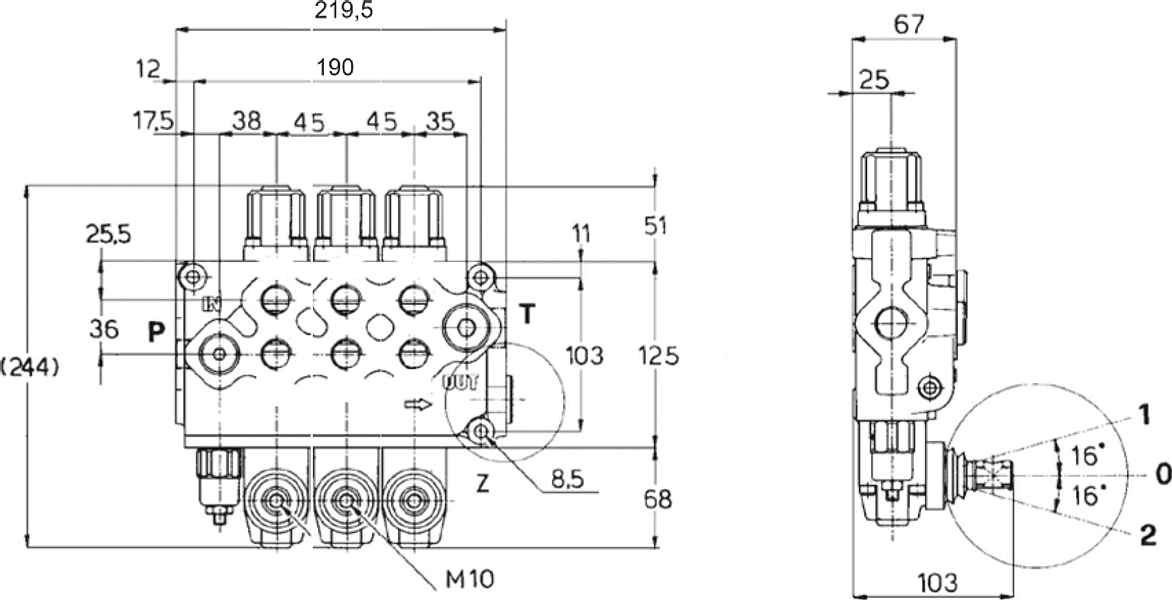 Distributore Walvoil SD11 a 3 leve doppio effetto - 70L - 5