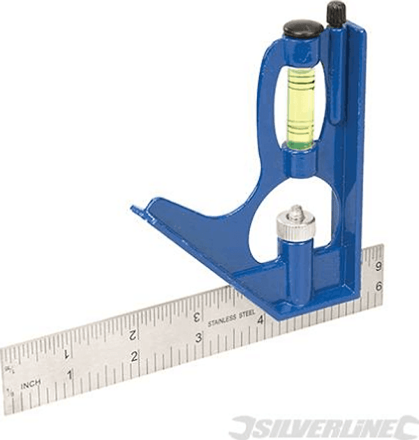 Squadra combinata lama in acciaio legno metallo livello a bolla silverline