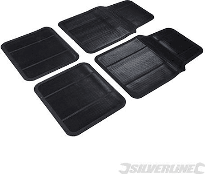 Tappetini per auto in PVC nero, antiscivolo,resistenti, per tutti i veicoli. Silverline