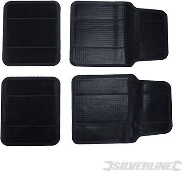 Tappetini per auto in PVC nero, antiscivolo,resistenti, per tutti i veicoli. Silverline