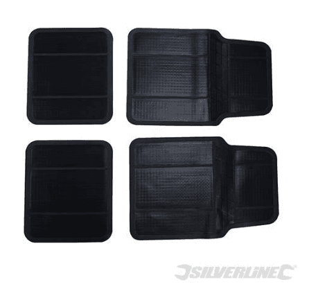 Tappetini per auto in PVC nero, antiscivolo,resistenti, per tutti i veicoli. Silverline