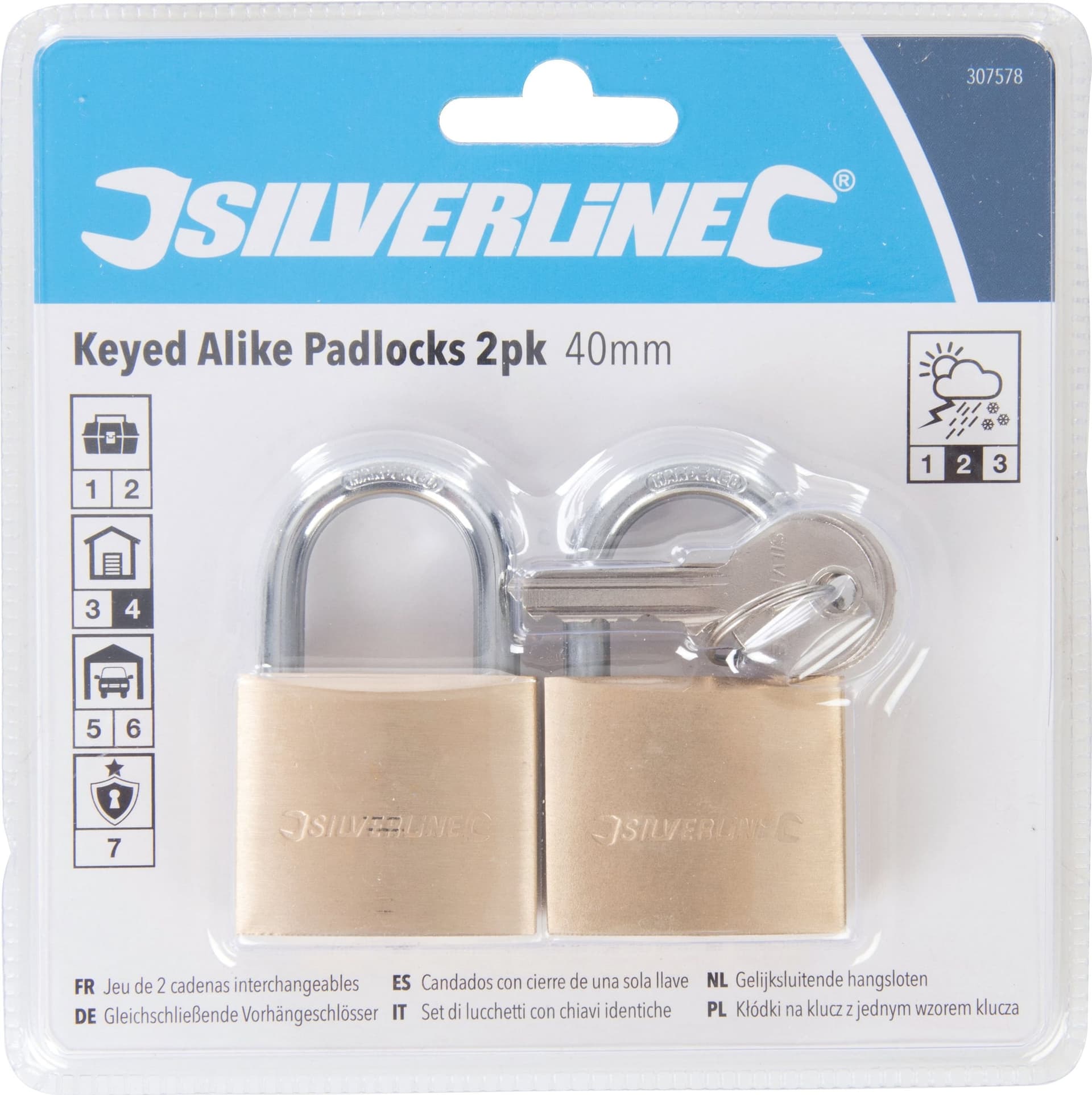 Silverline - Set di lucchetti con chiavi identiche 2 p.zi