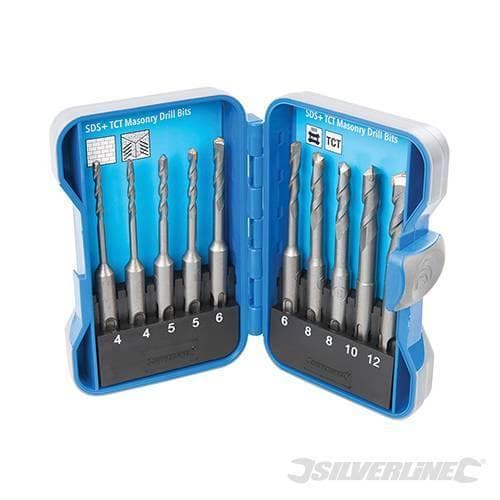 Set di punte per trapano 4-12 mm SDS Plus in TCT Silverline 10 pz