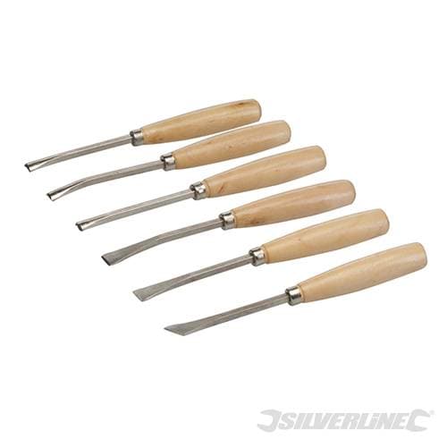 Set scalpelli per legno scultura in acciaio manico in legno lucido Silverline