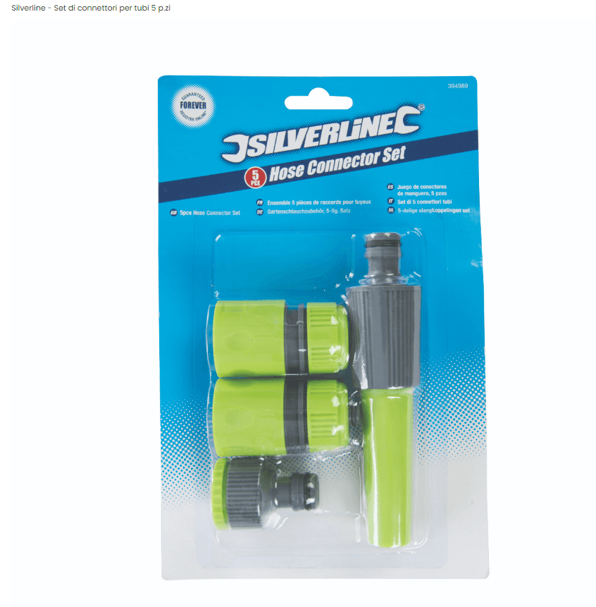 Set di connettori per tubi da giardino Silverline 5 pezzi Silverline