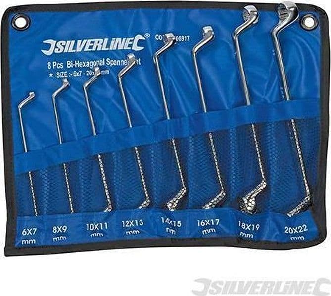 Serie Chiavi poligonali per ponteggi 6 - 22 mm meccanica Silverline 8 pz