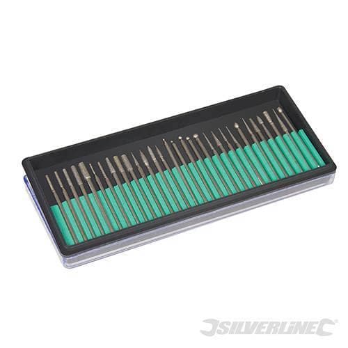Set 30pz di Frese Diamantate grana 150 Gambo 2.35mm Silverline