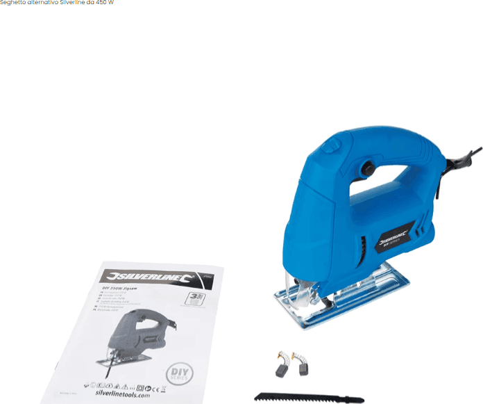 Seghetto alternativo da traforo elettrico legno platica ferro 450 W con piastra Silverline