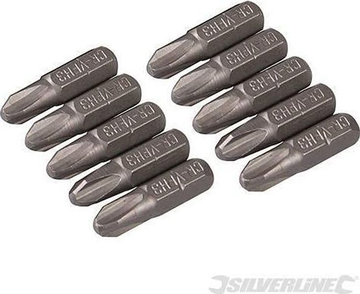 Punte in acciaio cromo vanadio con codolo esagonale 1/4 a taglio - PH - PZ - esagonale - T Silverline