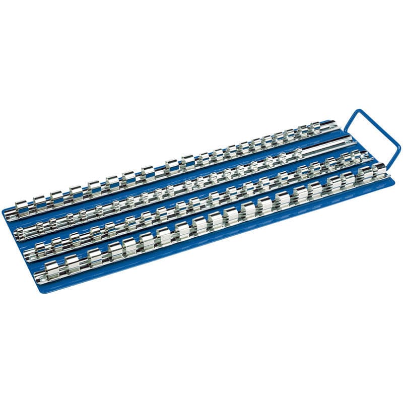 Portautensili 430x150mm per chiave a bussola diametro 1/4 3/8 1/2 acciaio cromo Draper