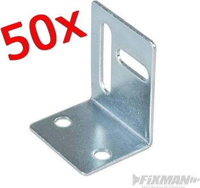 Piastra angolare in acciaio zincato per cucine 38 x 30 x 25 mm Fixman 50 pz