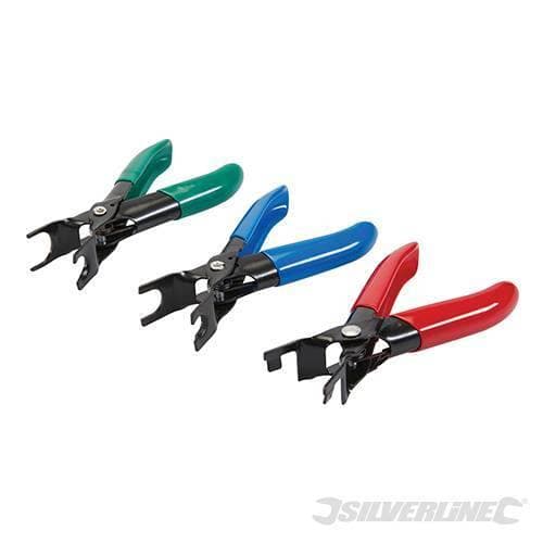 Pinza set 3 pinze in acciaio per disconnettere tubi da connettori Silverline