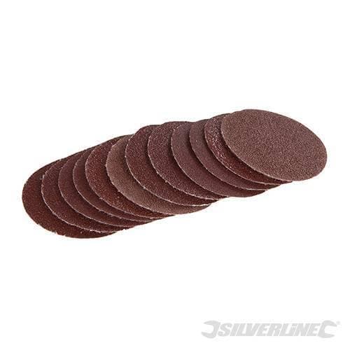 Pacco da 60 Dischi di levigatura autoadesivi 50mm Grana 60 - 80 - 120 Silverline Silverline