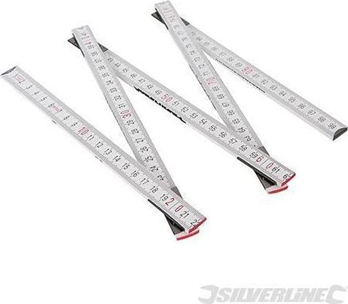 Metro righello misuratore pieghevole in legno duro 1m 2m Silverline Silverline