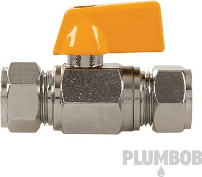 Mini valvola a sfera dritta Plumbob in ottone da 8 da 10 o da 15 mm Plumbob