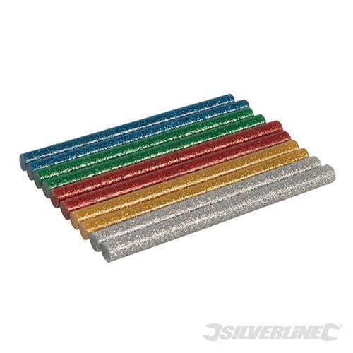 Mini stecche di colla con glitter per decoratura su carta vetro Silverline 10 pz