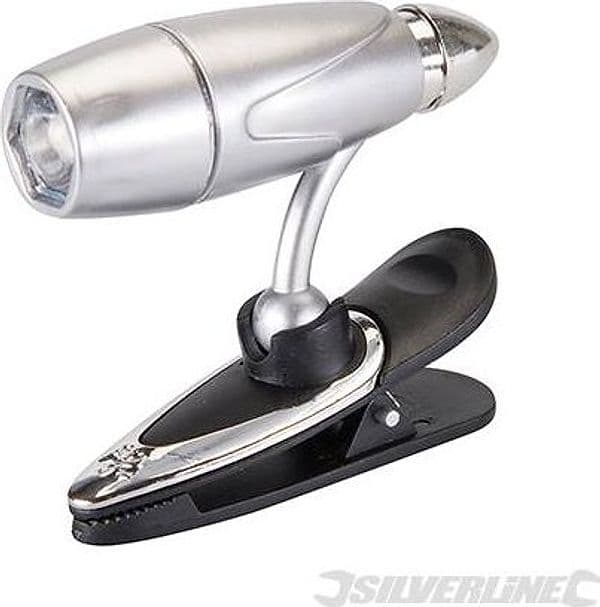 Lampada torcia da lettura luminosa girevole a LED con clip Silverline