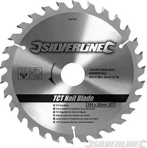 Lama TCT per legno con chiodi 30 denti anello riduzione Silverline Silverline