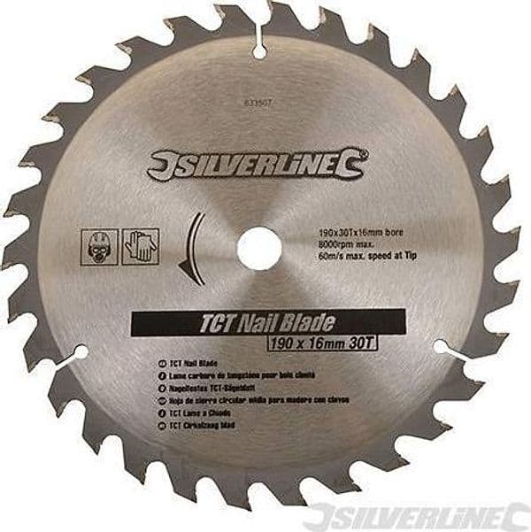 Lama TCT per legno con chiodi 30 denti anello riduzione Silverline Silverline