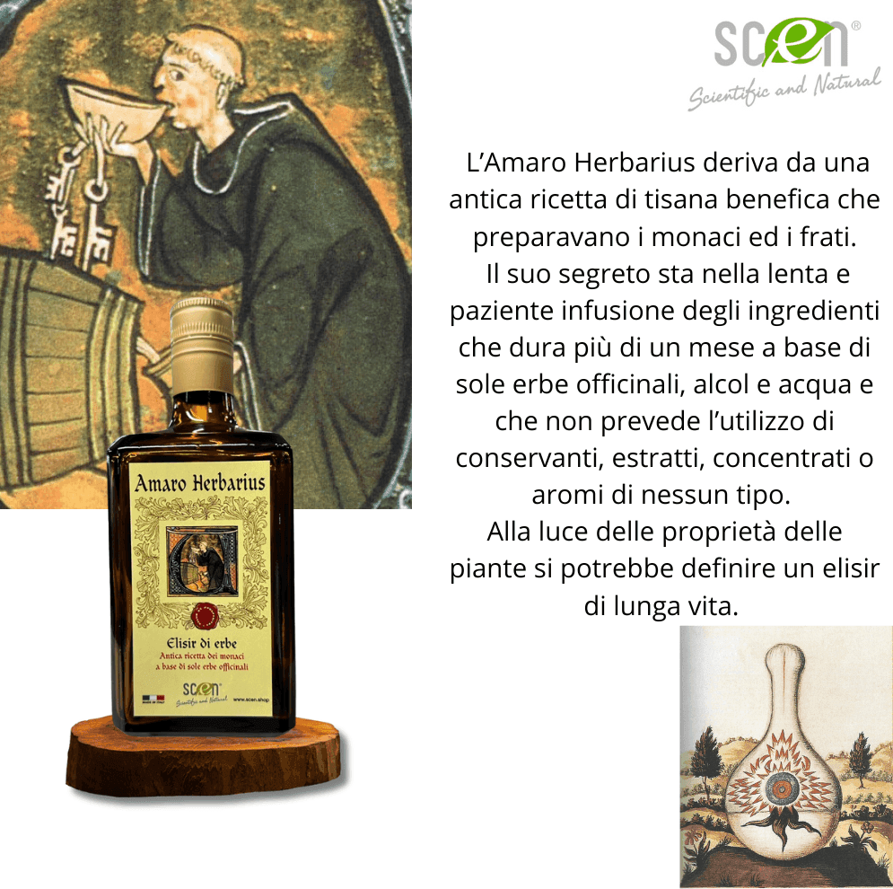 Amaro Herbarius - Elisir di Erbe - antica ricetta dei monaci a base di sole erbe officinali - 700 ml in Amari Scen Scientific and Natural - Poggibonsi, commercioVirtuoso.it