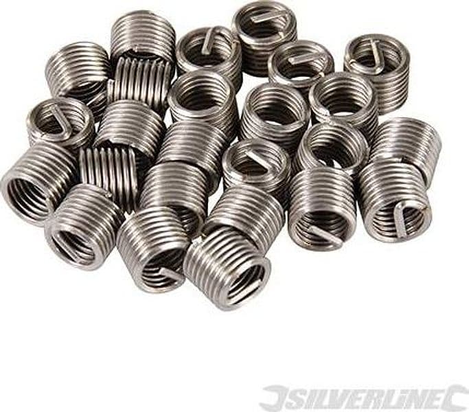 Kit filettatura inserti elicoidali per filiera 25pezzi in acciaio Silverline Silverline