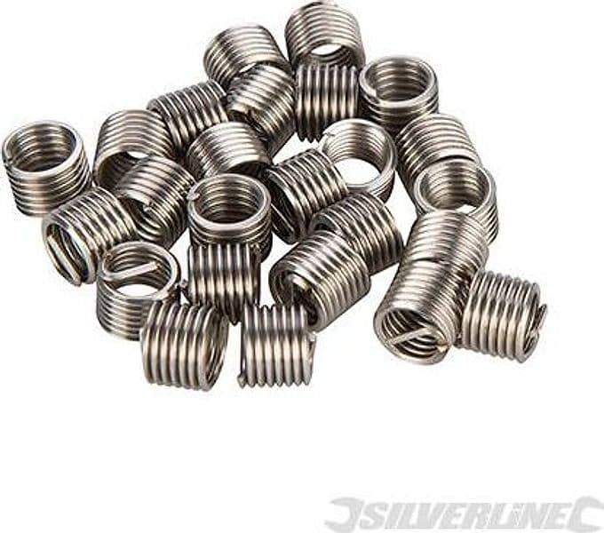 Kit filettatura inserti elicoidali per filiera 25pezzi in acciaio Silverline Silverline