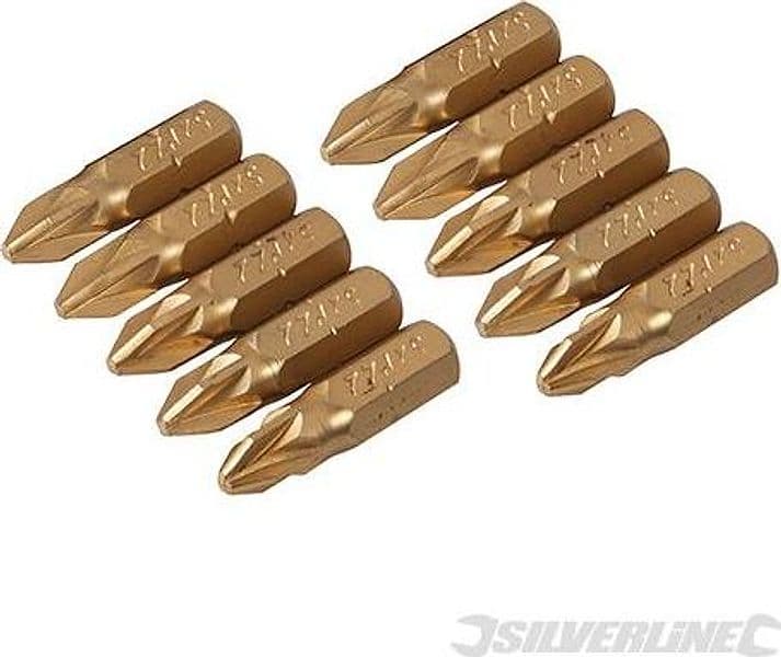 Inserti per cacciavite dorate in Acciaio S2 rivestito di titanio codolo esagonale 1/4  PH - PZ - A TAGLIO - ESAGONALE - T
