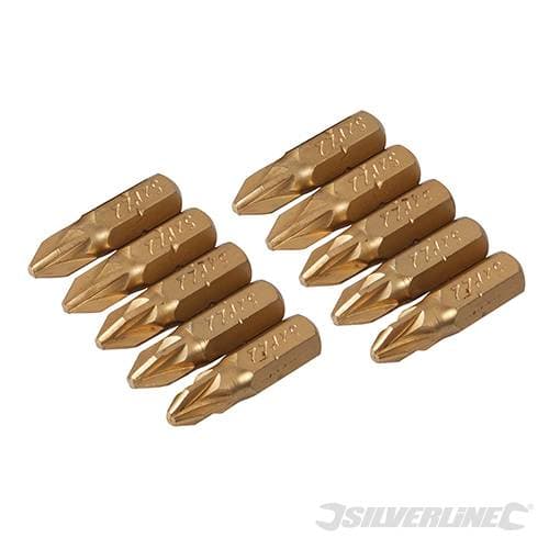 Inserti per cacciavite dorate in Acciaio S2 rivestito di titanio codolo esagonale 1/4  PH - PZ - A TAGLIO - ESAGONALE - T