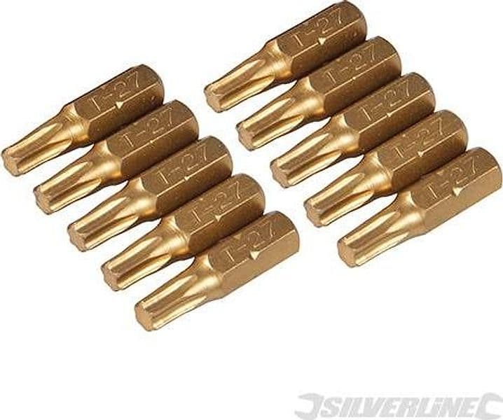 Inserti per cacciavite dorate in Acciaio S2 rivestito di titanio codolo esagonale 1/4  PH - PZ - A TAGLIO - ESAGONALE - T Silverline